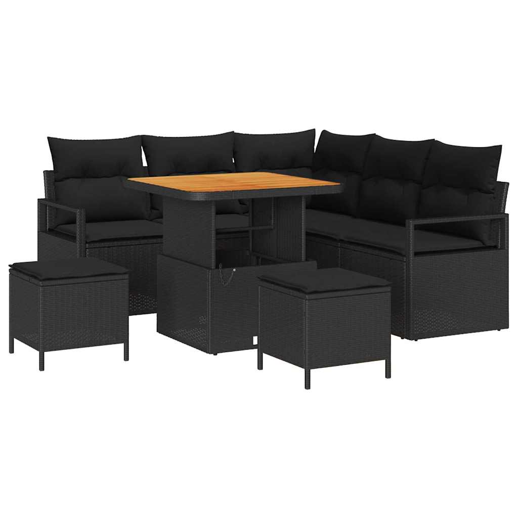 Conjunto de Sofá de Jardim 8 pcs Preto Rattan Sintético