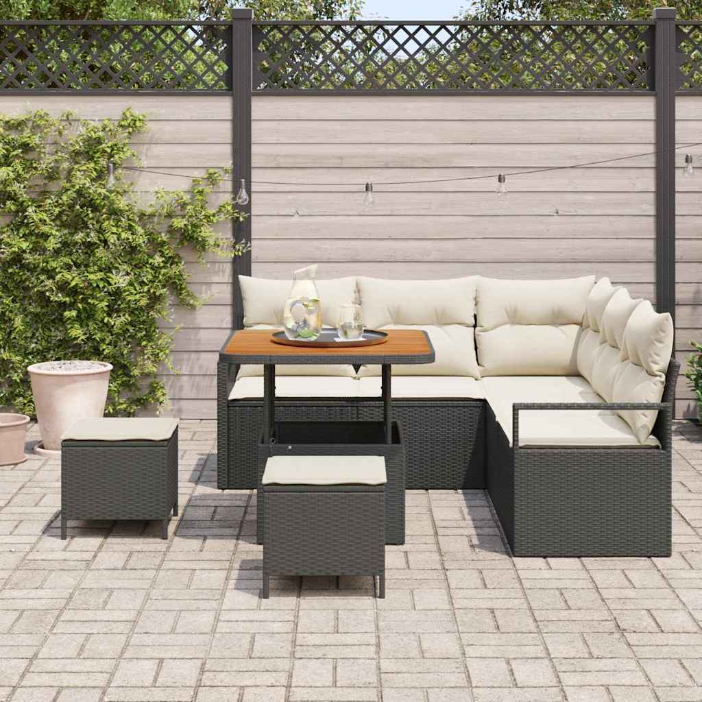 Conjunto de Sofá de Jardim 8 pcs Preto Rattan Sintético