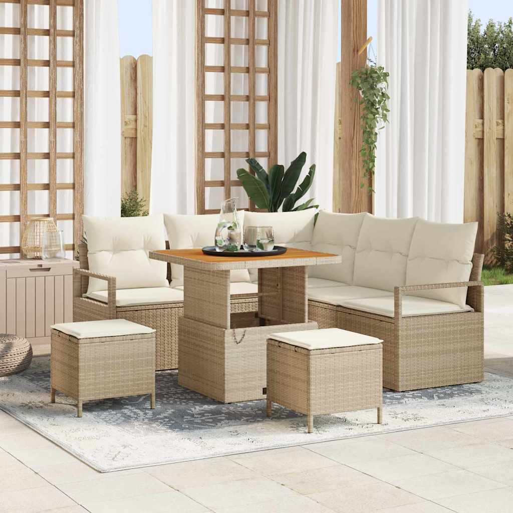 Conjunto de Sofá de Jardim 8 pcs Bege Rattan Sintético