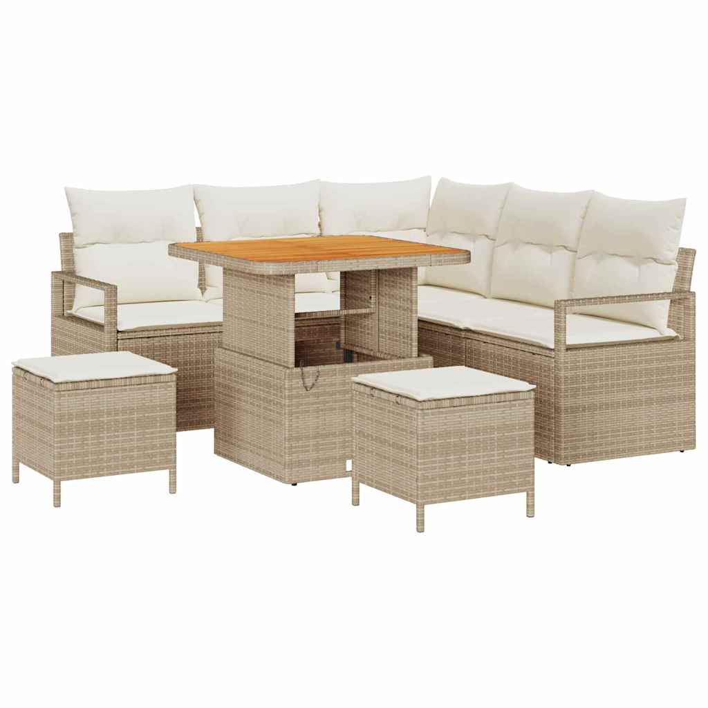 Conjunto de Sofá de Jardim 8 pcs Bege Rattan Sintético