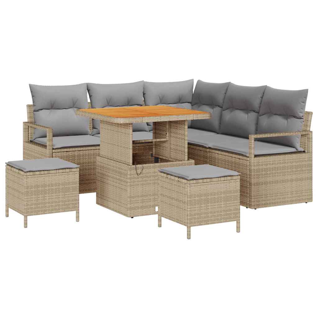 Conjunto de Sofá de Jardim 8 pcs Bege Rattan Sintético