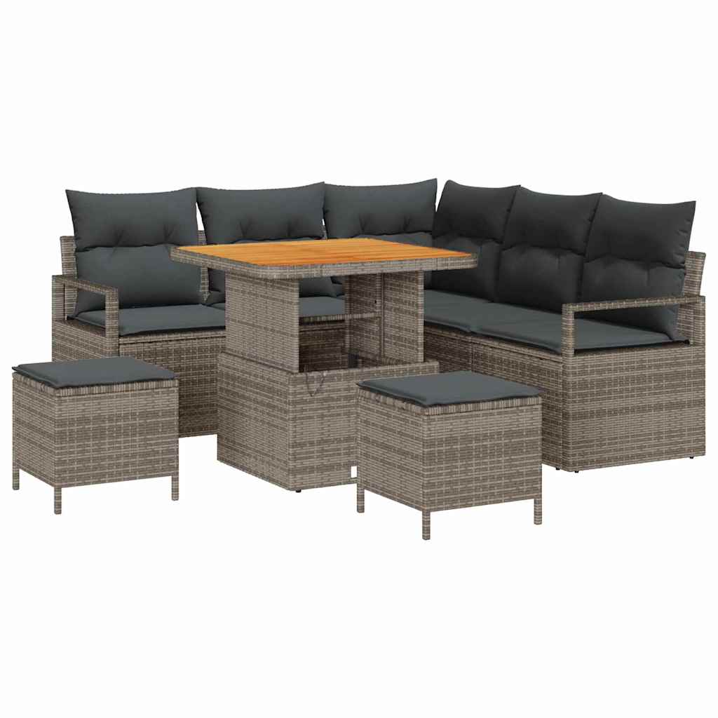 Conjunto de Sofá de Jardim 8 pcs Cinzeto Rattan Sintético