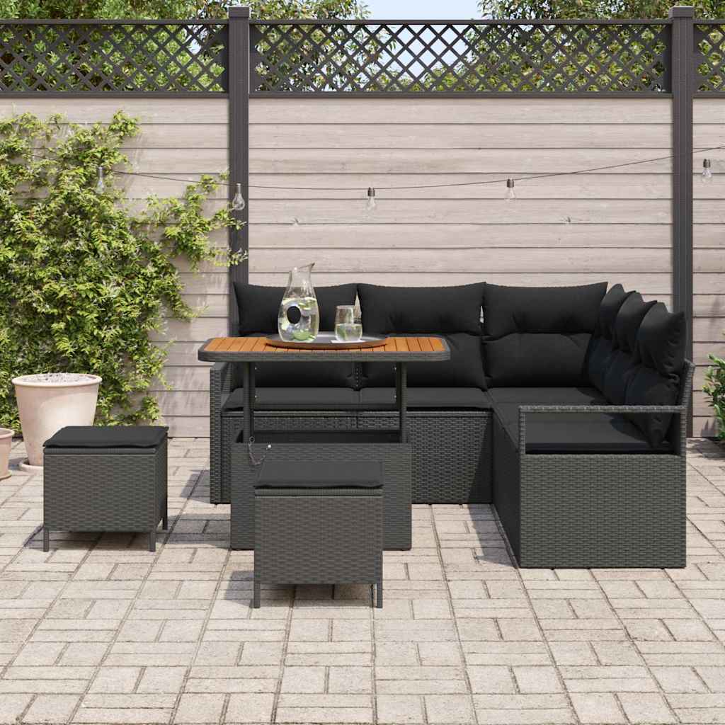 Conjunto de Sofá de Jardim 8 pcs Preto Rattan Sintético