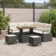 Conjunto de Sofá de Jardim 8 pcs Preto Rattan Sintético