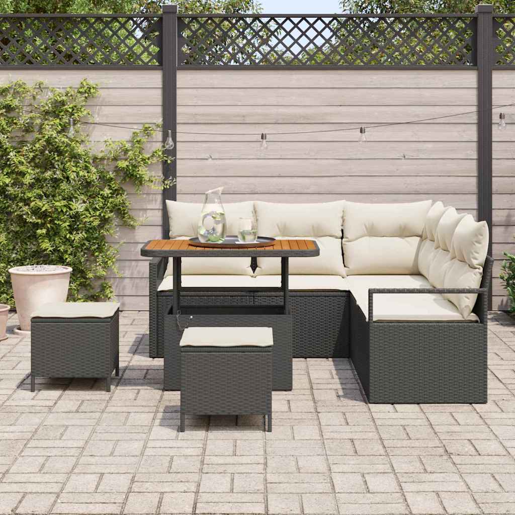 Conjunto de Sofá de Jardim 8 pcs Preto Rattan Sintético