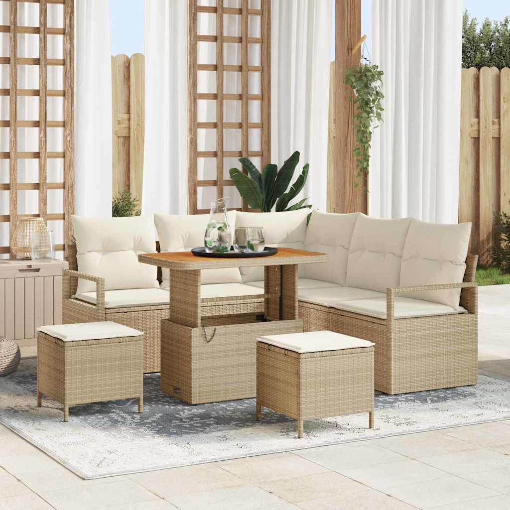 Conjunto de Sofá de Jardim 8 pcs Bege Rattan Sintético