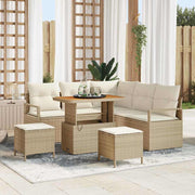 Conjunto de Sofá de Jardim 8 pcs Bege Rattan Sintético