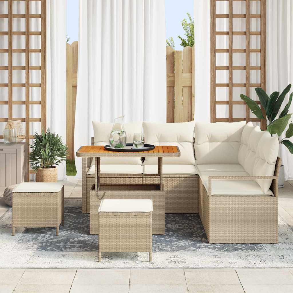 Conjunto de Sofá de Jardim 8 pcs Bege Rattan Sintético