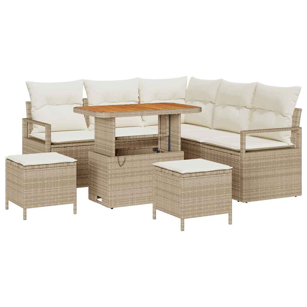 Conjunto de Sofá de Jardim 8 pcs Bege Rattan Sintético
