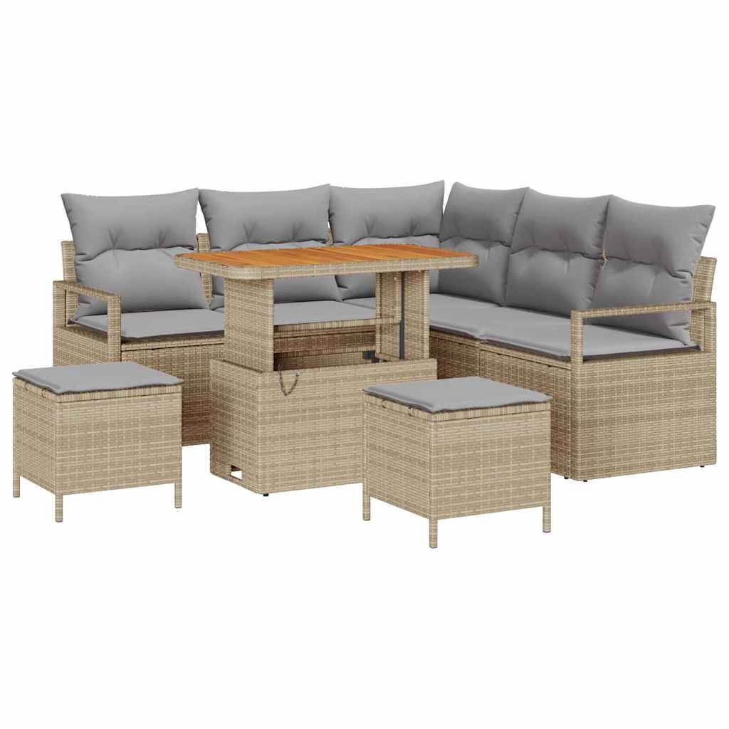 Conjunto de Sofá de Jardim 8 pcs Bege Rattan Sintético