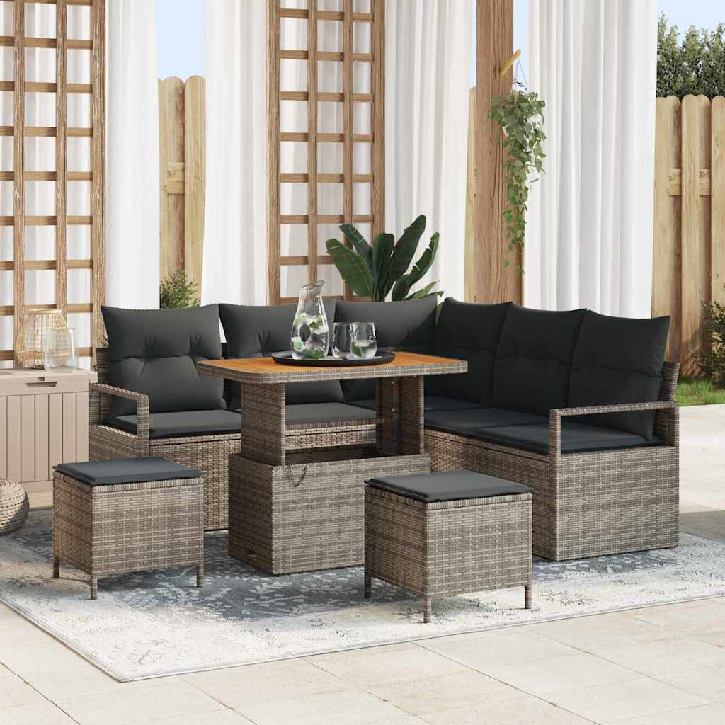 Conjunto de Sofá de Jardim 8 pcs Cinzeto Rattan Sintético
