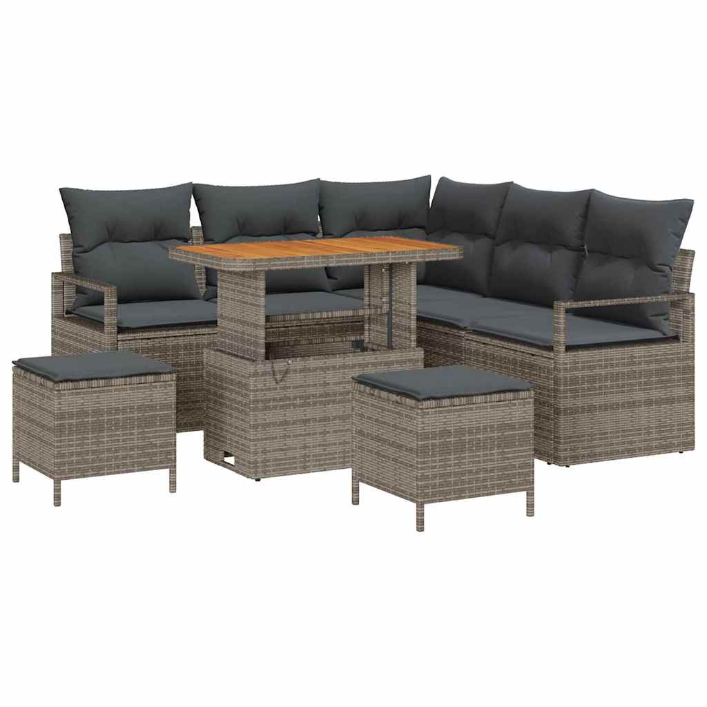Conjunto de Sofá de Jardim 8 pcs Cinzeto Rattan Sintético