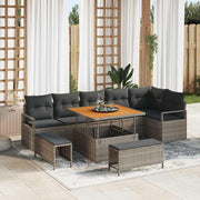Conjunto de Sofá de Jardim 9 pcs Cinzeto Rattan Sintético