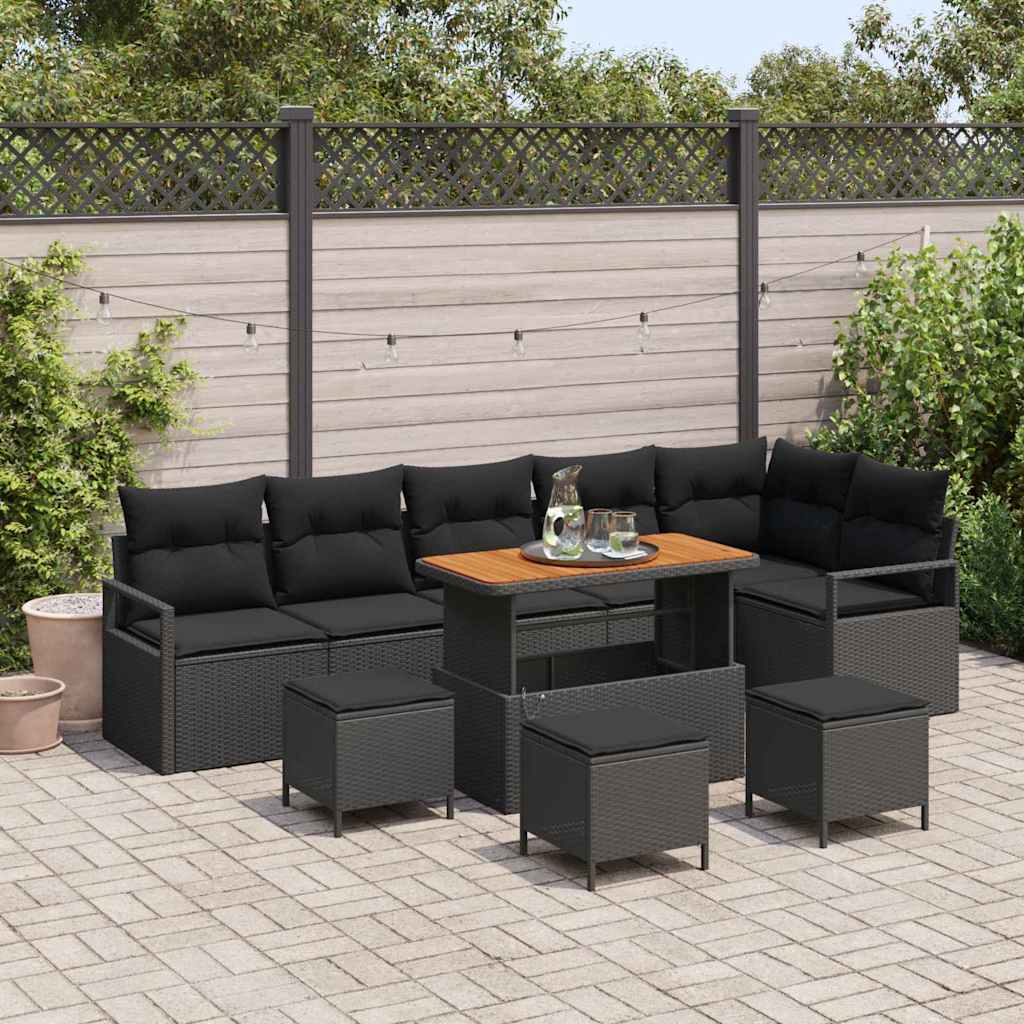 Conjunto de Sofá de Jardim 10 pcs Preto Rattan Sintético