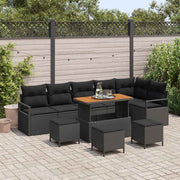 Conjunto de Sofá de Jardim 10 pcs Preto Rattan Sintético
