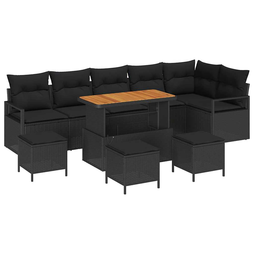 Conjunto de Sofá de Jardim 10 pcs Preto Rattan Sintético