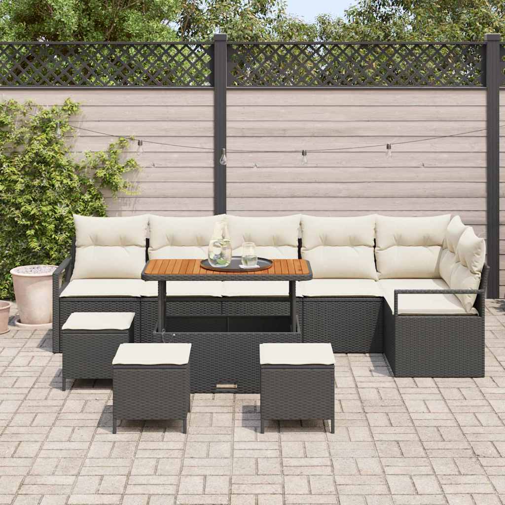 Conjunto de Sofá de Jardim 10 pcs Preto Rattan Sintético
