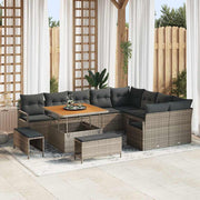 Conjunto de Sofá de Jardim 12 pcs Cinzeto Rattan Sintético