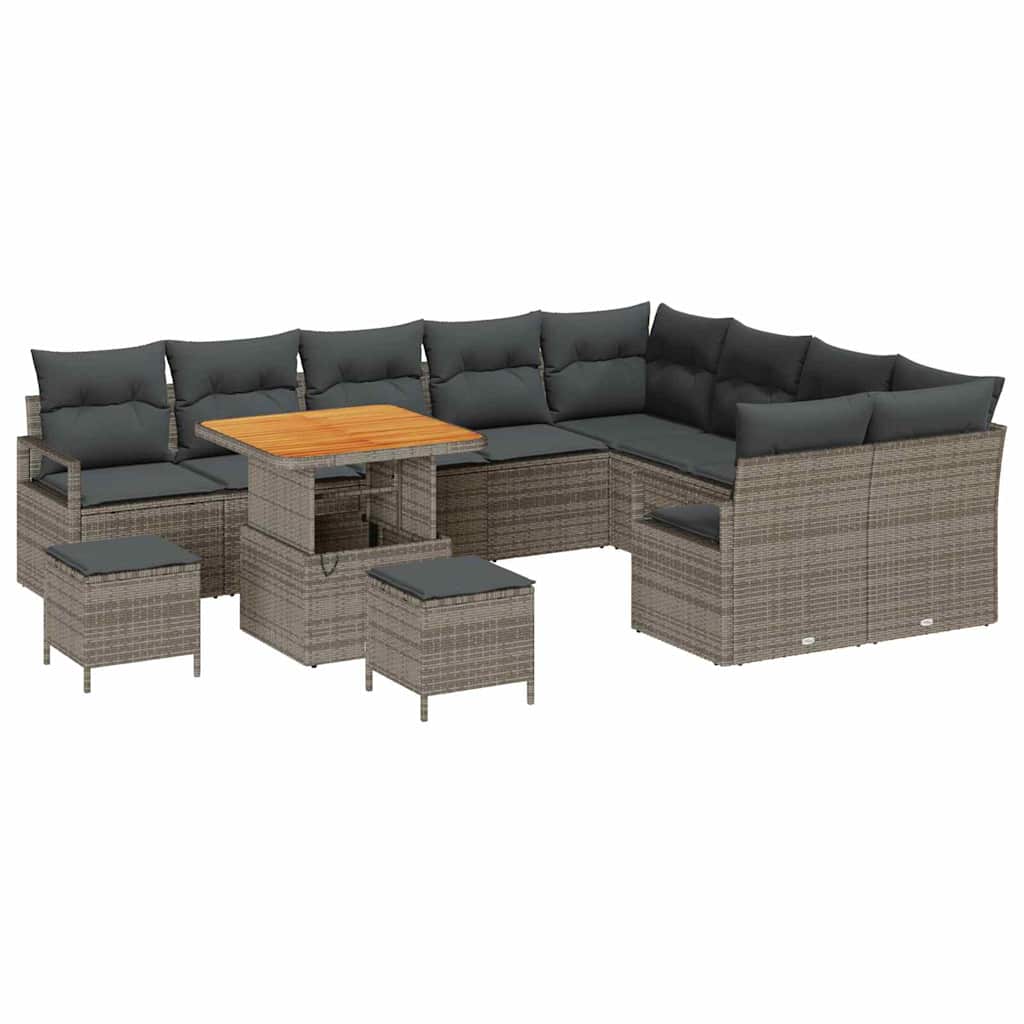 Conjunto de Sofá de Jardim 12 pcs Cinzeto Rattan Sintético
