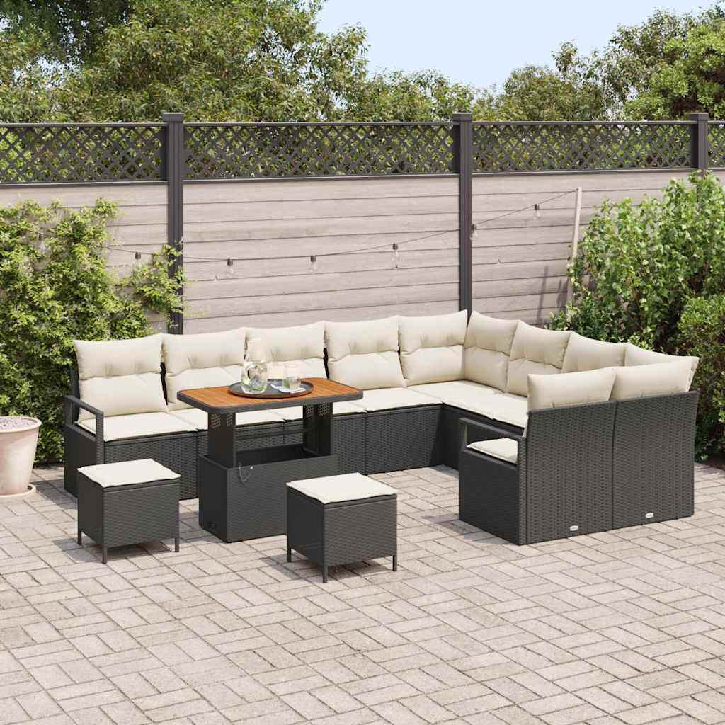 Conjunto de Sofá de Jardim 12 pcs Preto Rattan Sintético