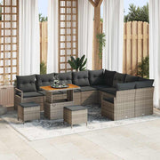 Conjunto de Sofá de Jardim 12 pcs Cinzeto Rattan Sintético