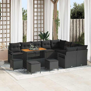 Conjunto de Sofá de Jardim 13 pcs Preto Rattan Sintético