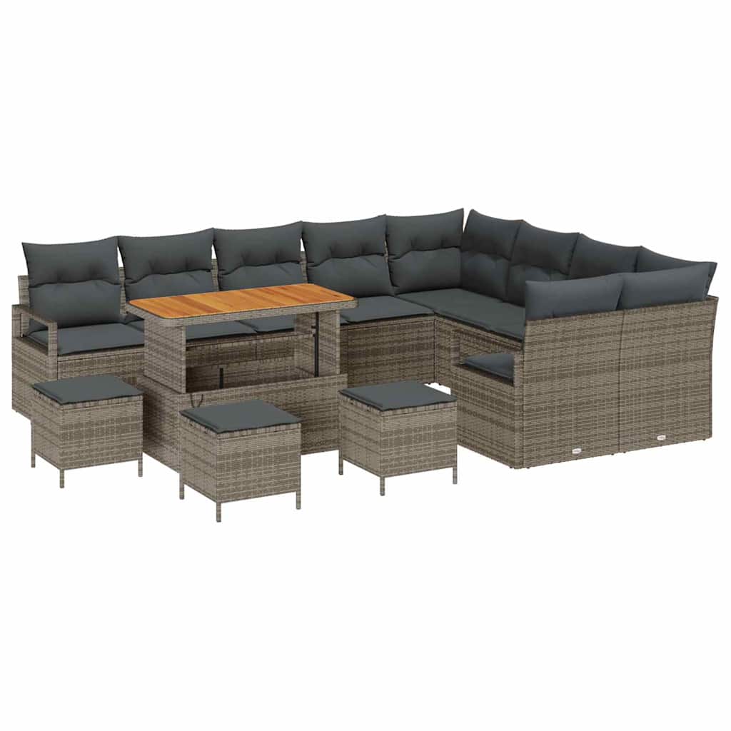 Conjunto de Sofá de Jardim 13 pcs Cinzeto Rattan Sintético