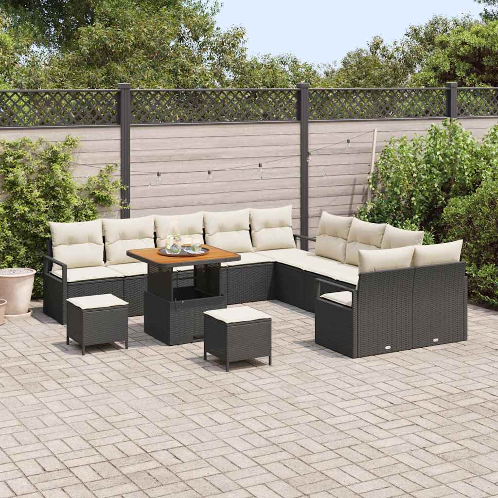 Conjunto de Sofá de Jardim 13 pcs Preto Rattan Sintético