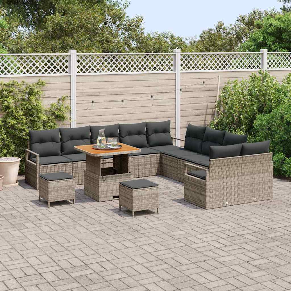 Conjunto de Sofá de Jardim 13 pcs Cinzeto Rattan Sintético