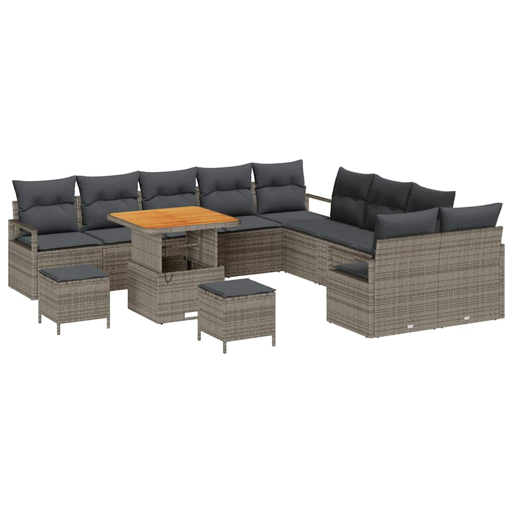 Conjunto de Sofá de Jardim 13 pcs Cinzeto Rattan Sintético