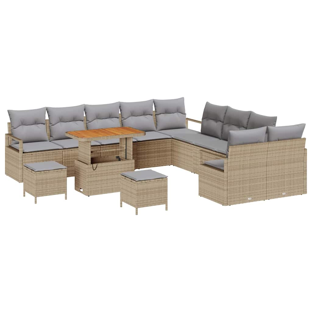 Conjunto de Sofá de Jardim 13 pcs Bege Rattan Sintético