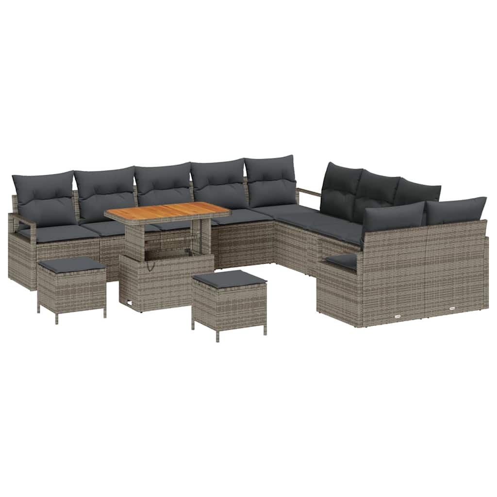 Conjunto de Sofá de Jardim 13 pcs Cinzeto Rattan Sintético