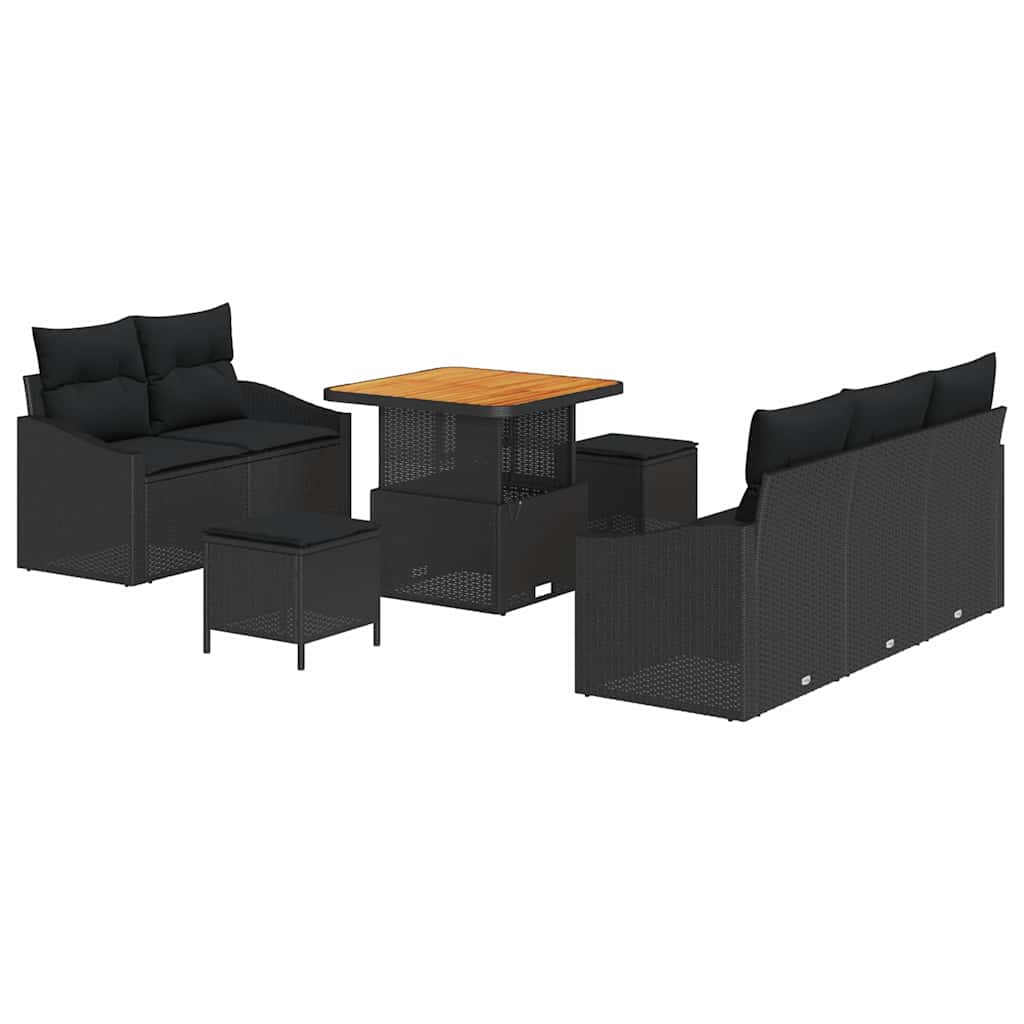 Conjunto de Sofá de Jardim 8 pcs Preto Rattan Sintético