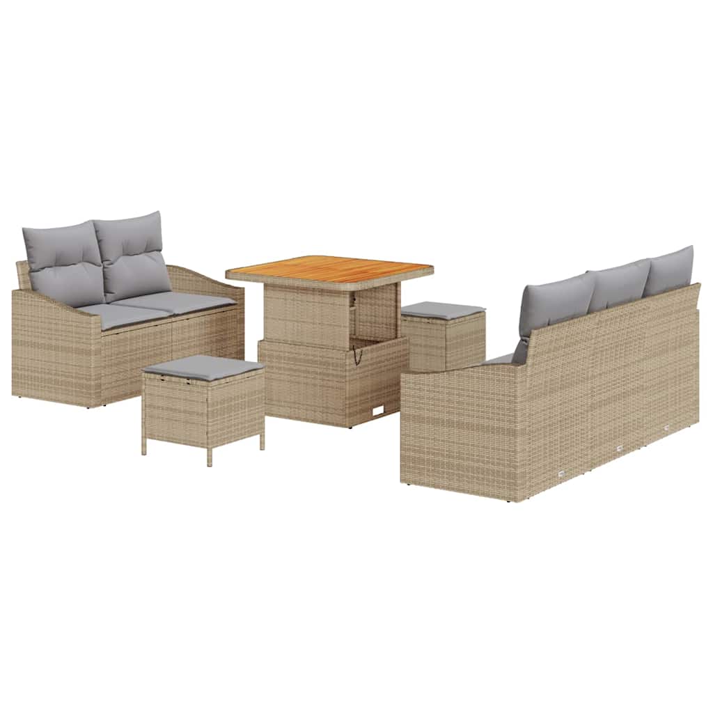 Conjunto de Sofá de Jardim 8 pcs Bege Rattan Sintético