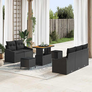 Conjunto de Sofá de Jardim 8 pcs Preto Rattan Sintético