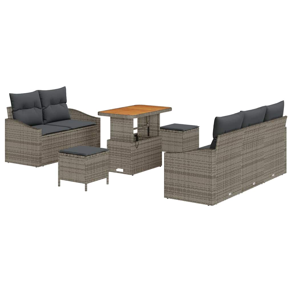 Conjunto de Sofá de Jardim 8 pcs Cinzeto Rattan Sintético