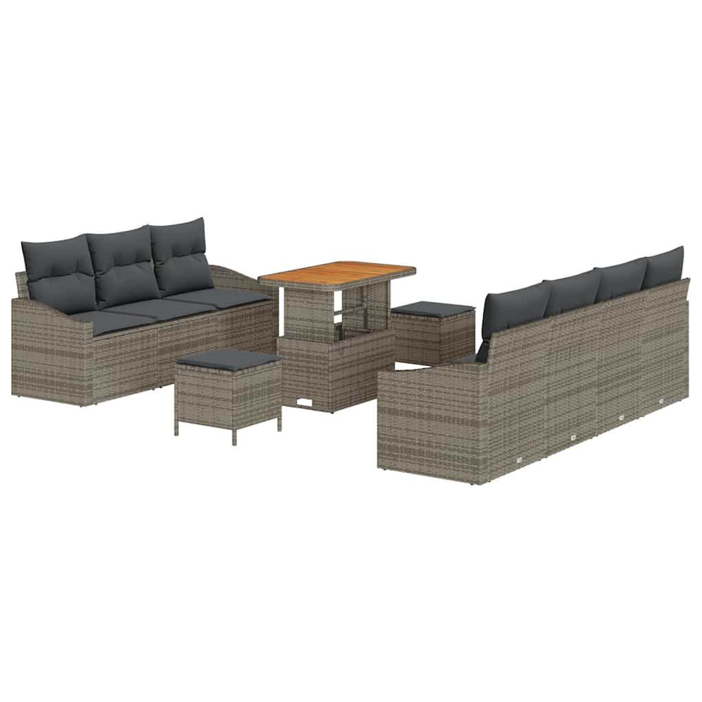 Conjunto de Sofá de Jardim 10 pcs Cinzeto Rattan Sintético