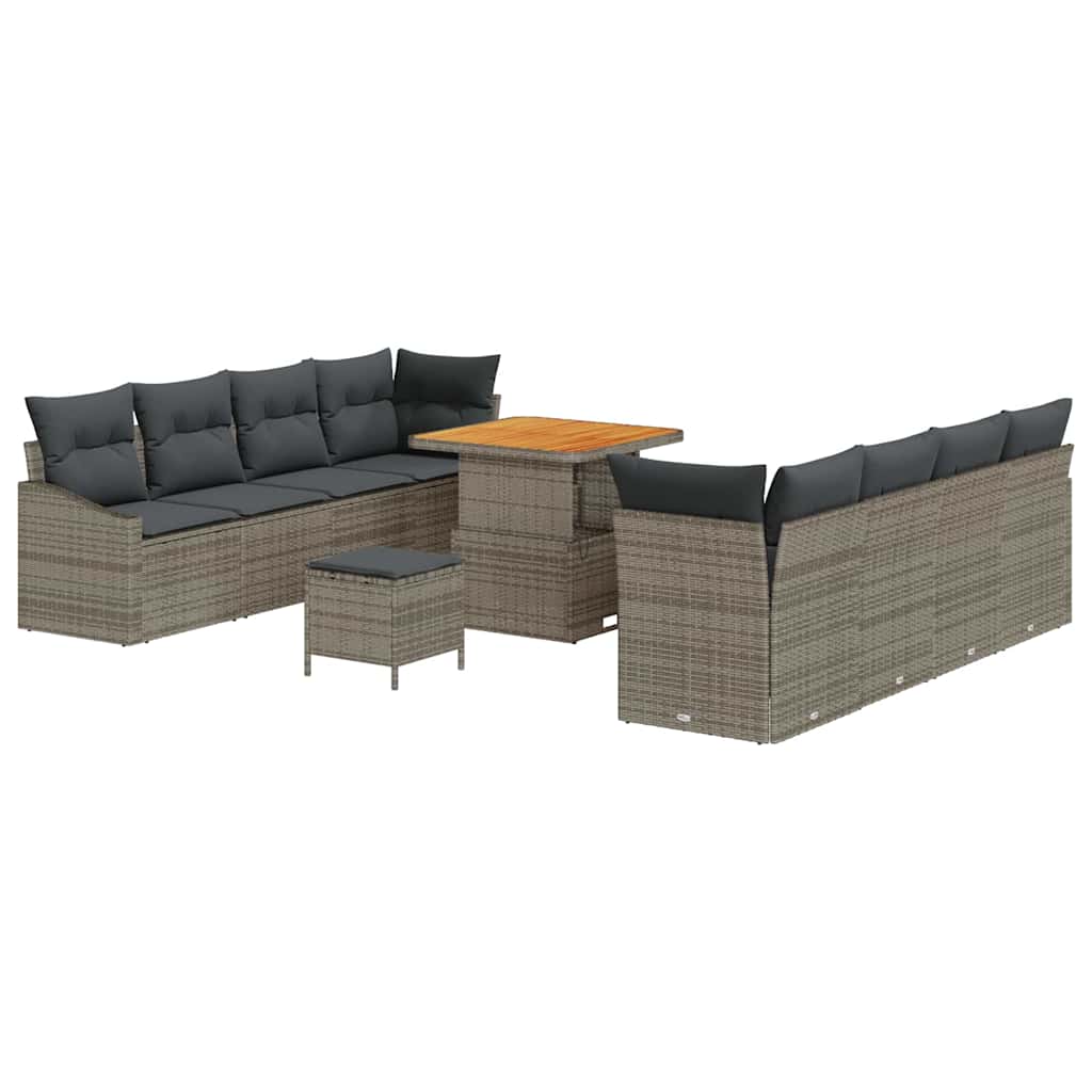 Conjunto de Sofá de Jardim 11 pcs Cinzeto Rattan Sintético