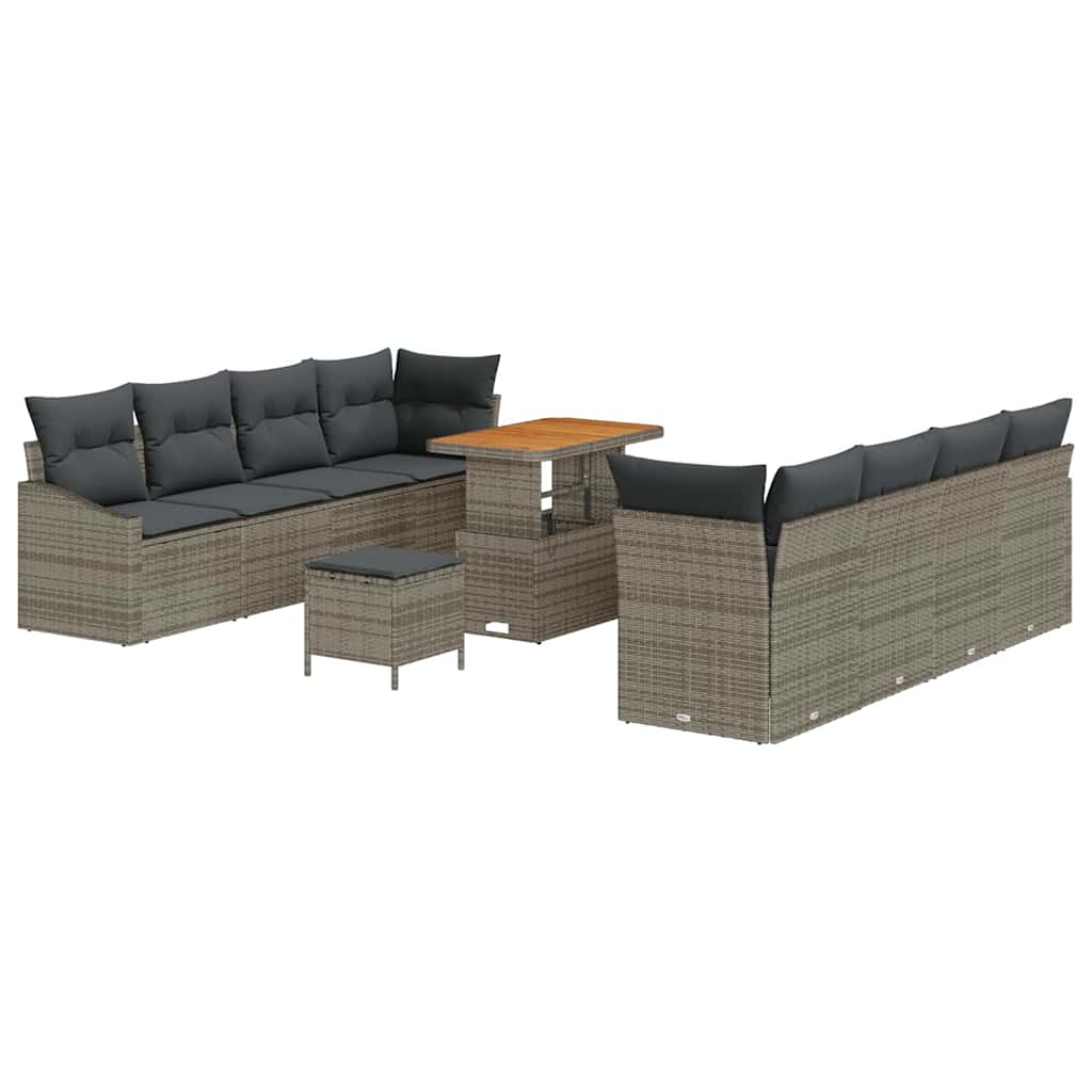 Conjunto de Sofá de Jardim 11 pcs Cinzeto Rattan Sintético