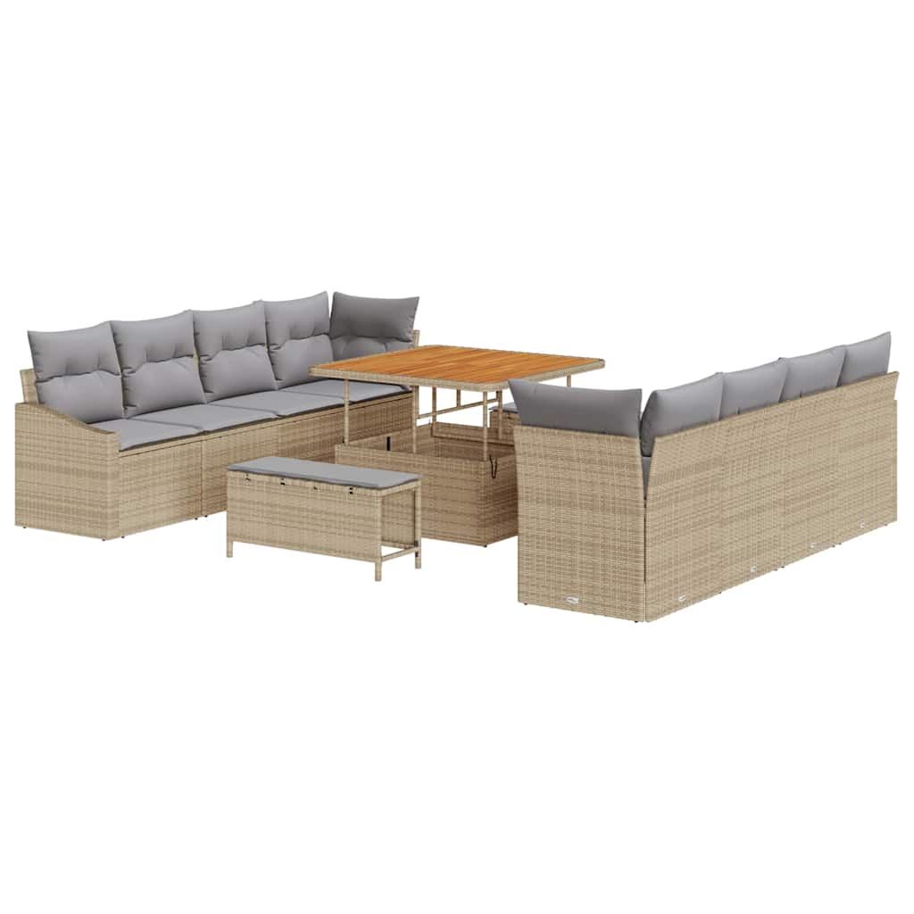 Conjunto de Sofá de Jardim 11 pcs Bege Rattan Sintético