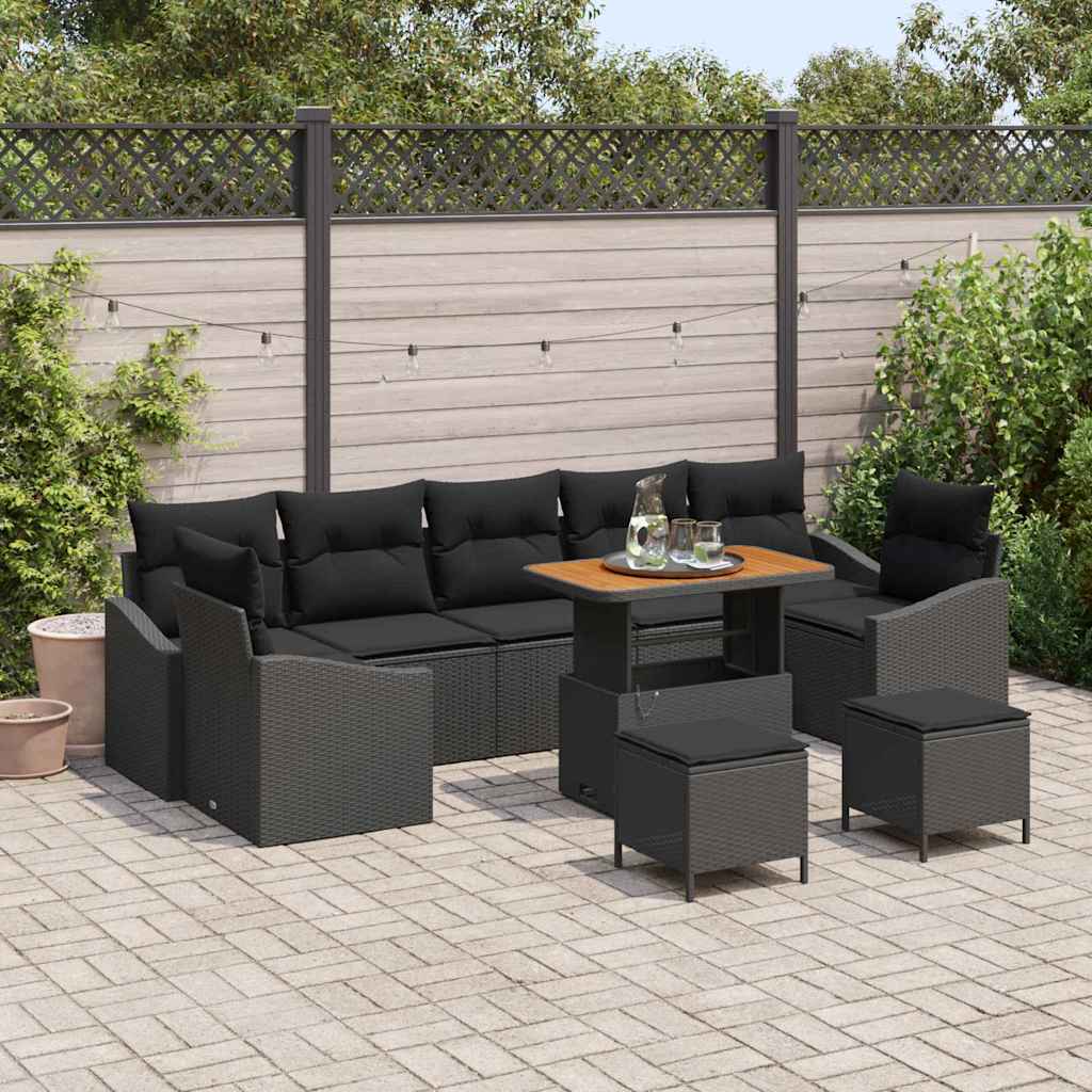 Conjunto de Sofá de Jardim 10 pcs Preto Rattan Sintético