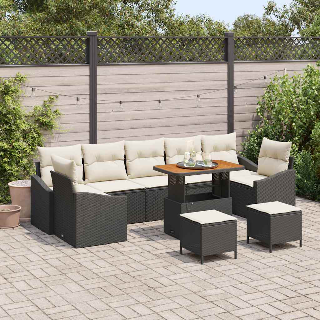 Conjunto de Sofá de Jardim 10 pcs Preto Rattan Sintético