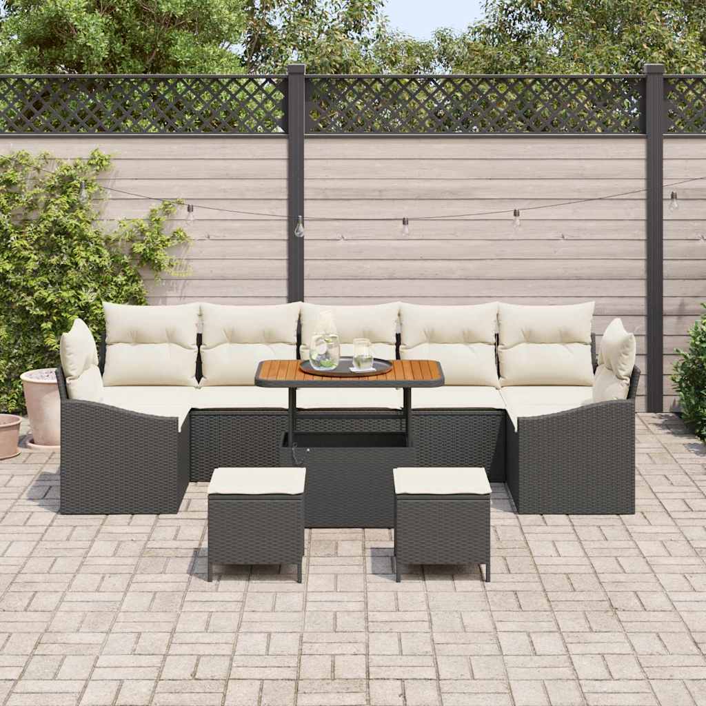 Conjunto de Sofá de Jardim 10 pcs Preto Rattan Sintético