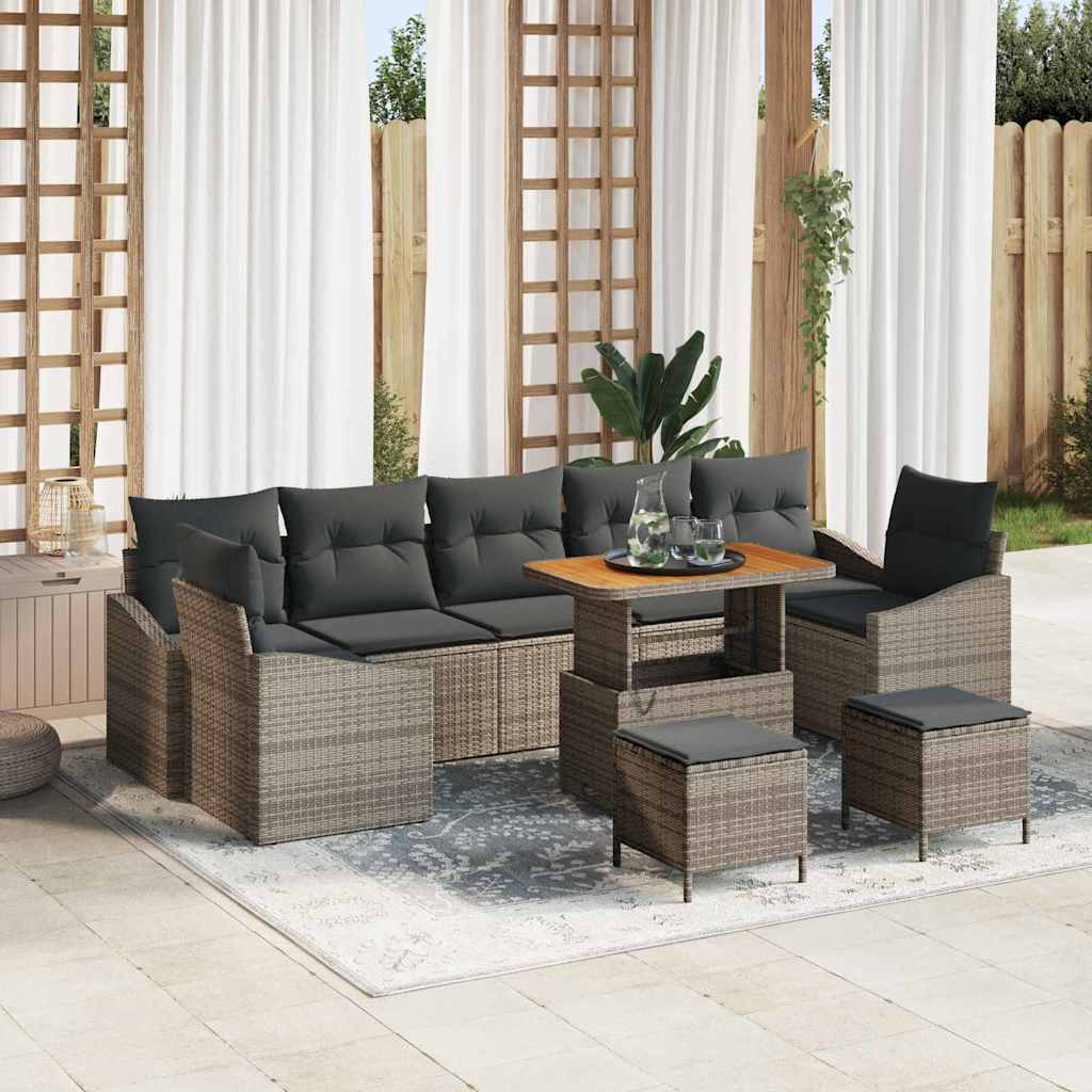 Conjunto de Sofá de Jardim 10 pcs Cinzeto Rattan Sintético