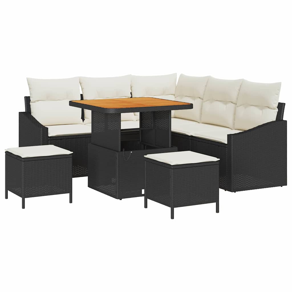 Conjunto de Sofá de Jardim 8 pcs Preto Rattan Sintético