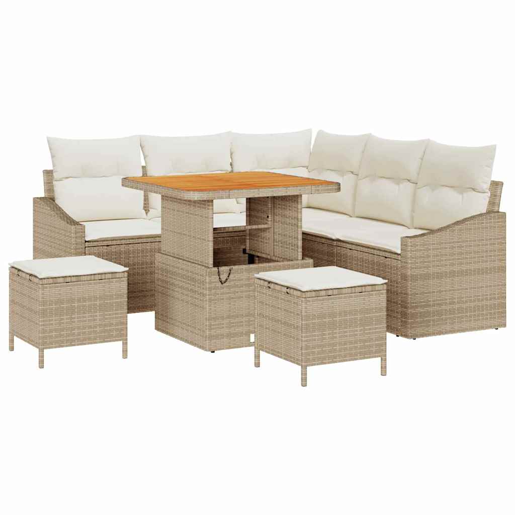 Conjunto de Sofá de Jardim 8 pcs Bege Rattan Sintético