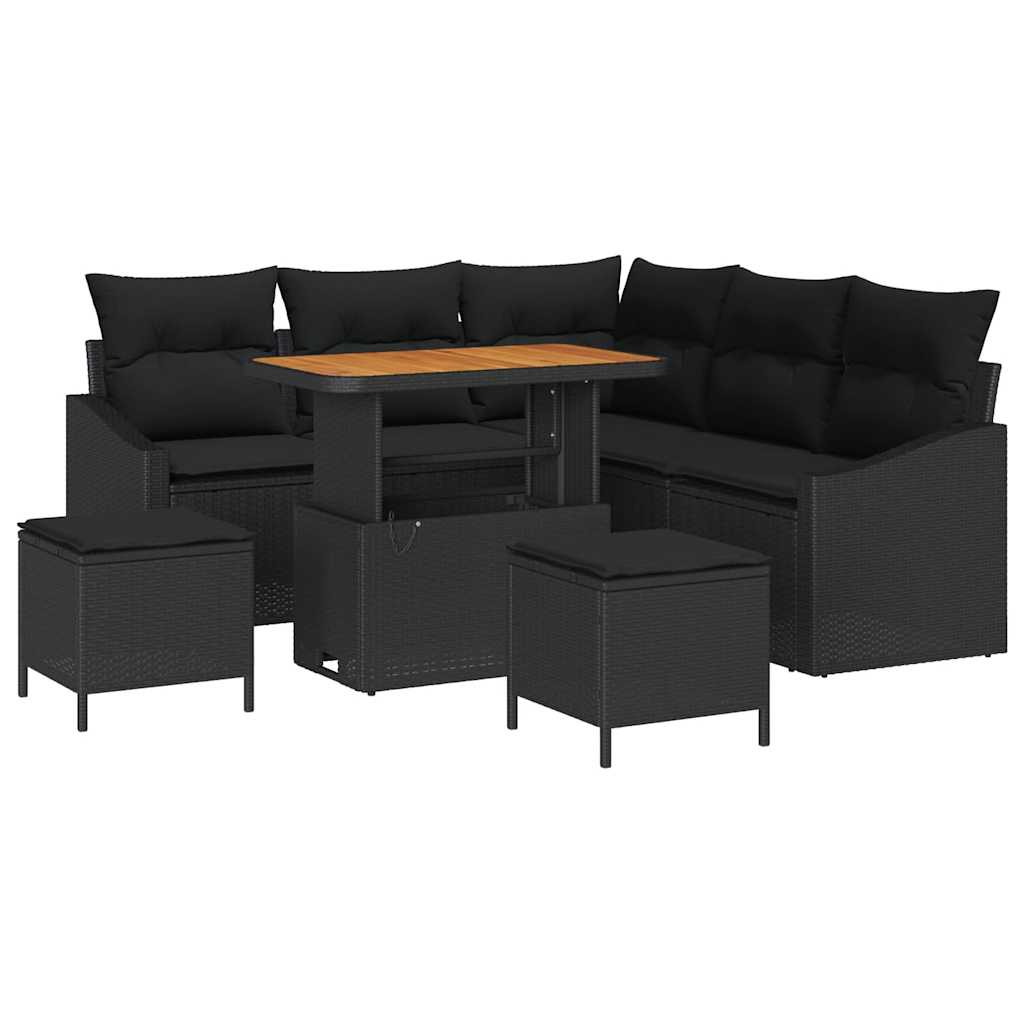 Conjunto de Sofá de Jardim 8 pcs Preto Rattan Sintético