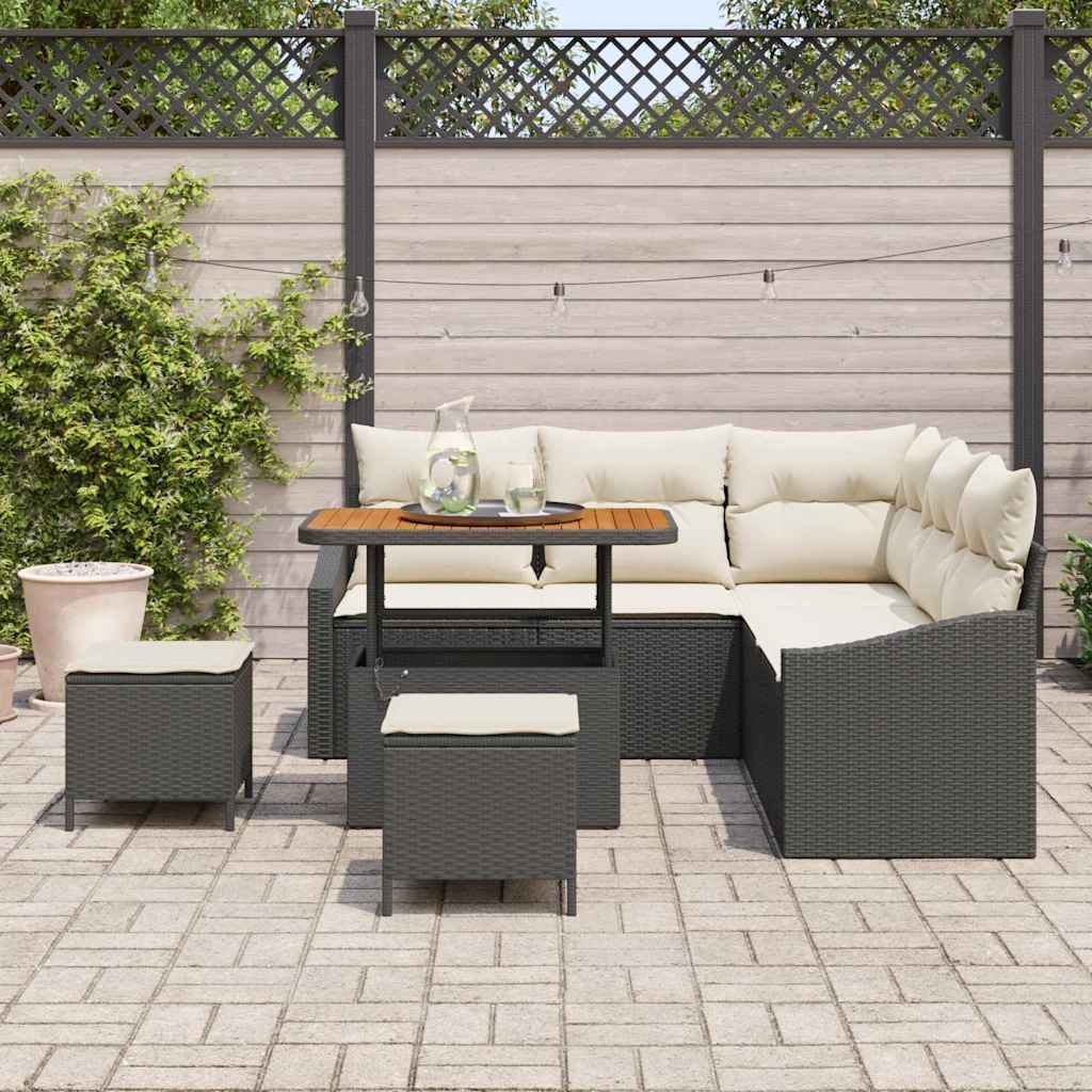 Conjunto de Sofá de Jardim 8 pcs Preto Rattan Sintético