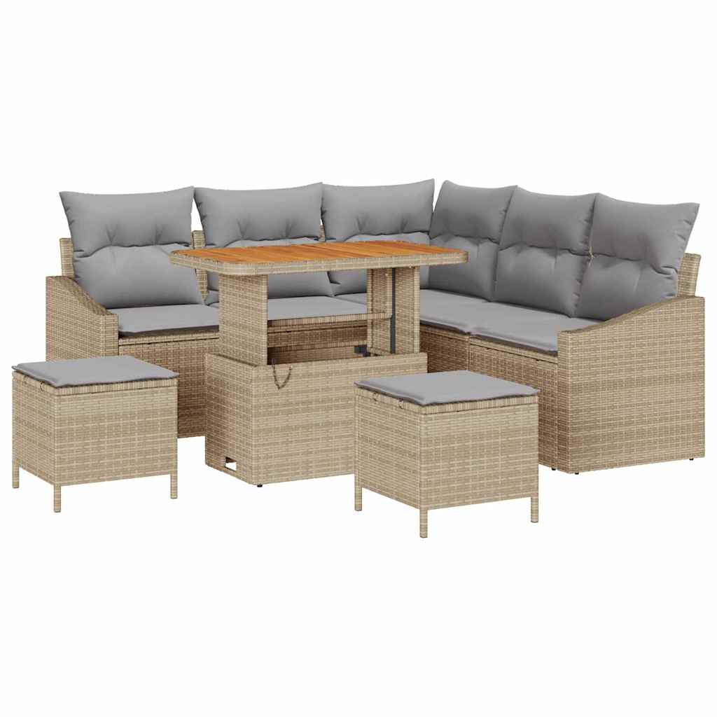Conjunto de Sofá de Jardim 8 pcs Bege Rattan Sintético