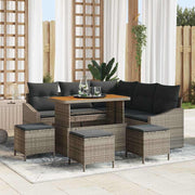 Conjunto de Sofá de Jardim 9 pcs Cinzeto Rattan Sintético